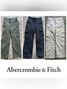Abercrombie & Fitch 3 pair women’s 26/ 2R Cargo Pants — Olive, black, beige